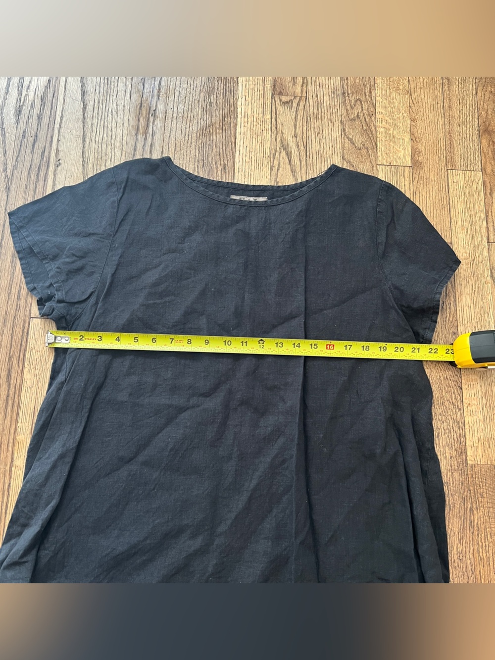 Flax linen black short sleeve shirt size medium. - Picture 7 of 7